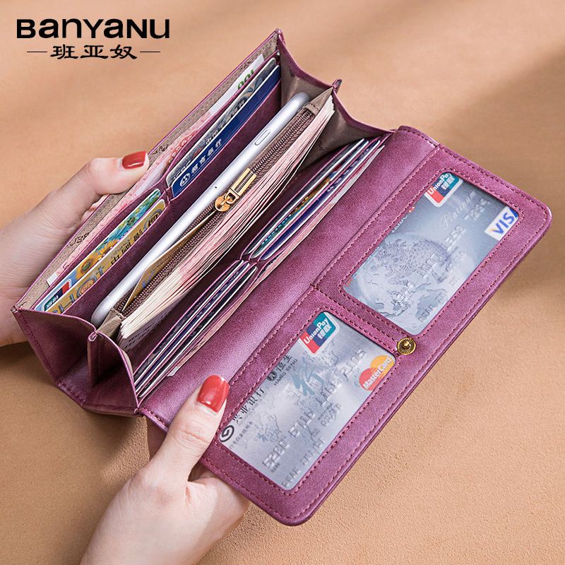 Sera Dompet Panjang Wanita Bagian 2023 Gaya Korea Baru Kulit Sapi Multi-Kartu Fungsi Dompet Fashion Retro Wanita Kopling tas