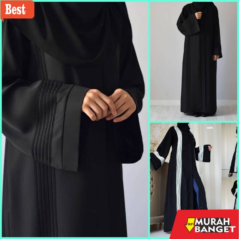 Gaya ala timur tengah di hari raya- Exclusive Casual Abaya Hitam Polos Turkey Abaya Fatimah Bahan Je