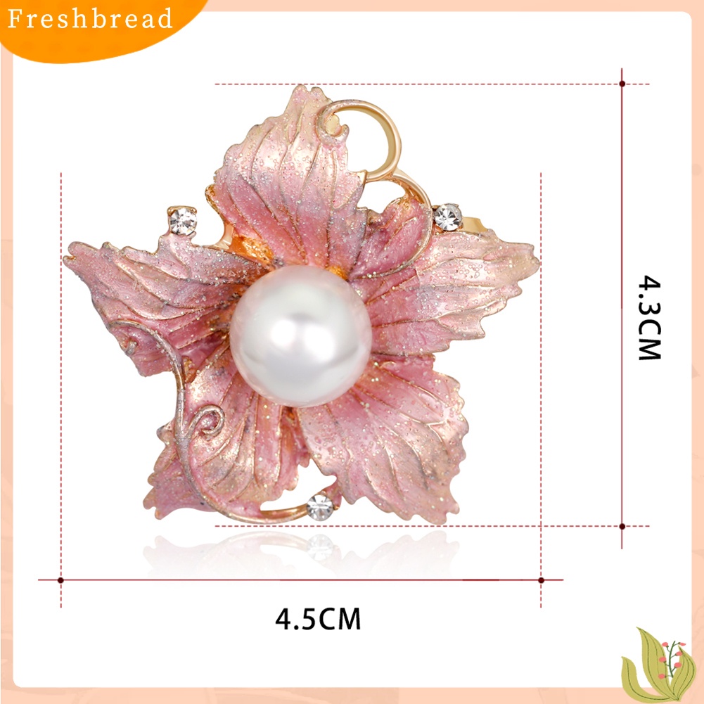 &lt; Freshbread &gt; Fashion Wanita Berlian Imitasi Mutiara Imitasi Enamel Bunga Floriated Bros Pin