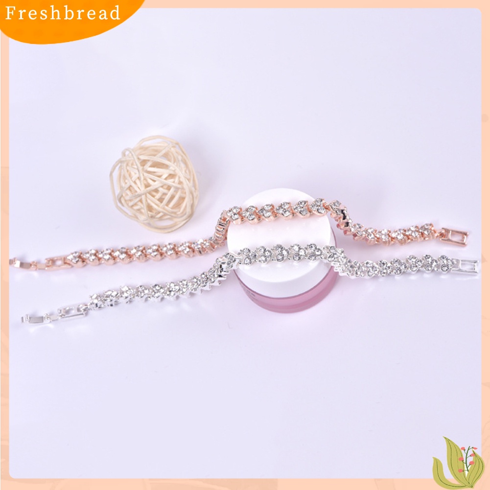 &lt; Freshbread &gt; Gelang Wanita Hias Berlian Imitasi Berkilau Bangle Adjustable Untuk Ulang Tahun Pesta