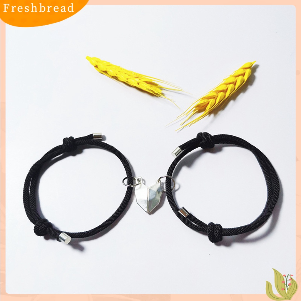 &lt; Freshbread &gt; 1pasang Gelang Couple Panjang Dapat Disesuaikan Liontin Hati Jarak-catching Attraction Bracelet Untuk Rumah