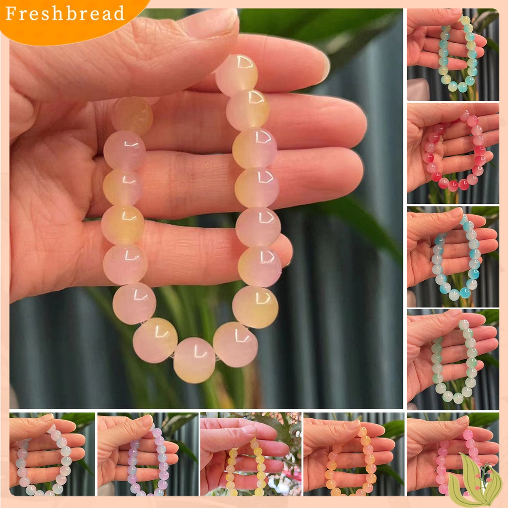 &lt; Freshbread &gt; Beads Bracelet Warna Kontras Tali Elastis Buatan Tangan Memoles Manik-Manik Kristal Imitasi Gelang Aksesoris Perhiasan