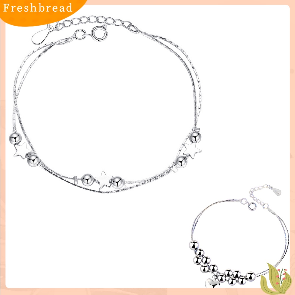 &lt; Freshbread &gt; Fashion Wanita Hati Bintang Manik-Manik Pesona Gelang Bangle Tangan Rantai Perhiasan Hadiah