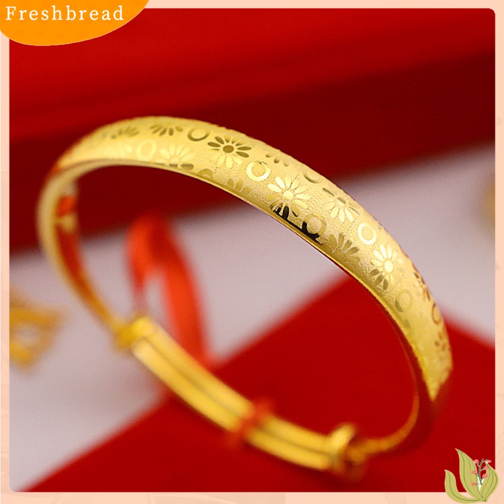 &lt; Freshbread &gt; Charm Gelang Indah Tidak Luntur Adjustable Bangle Warna Emas Untuk Pernikahan