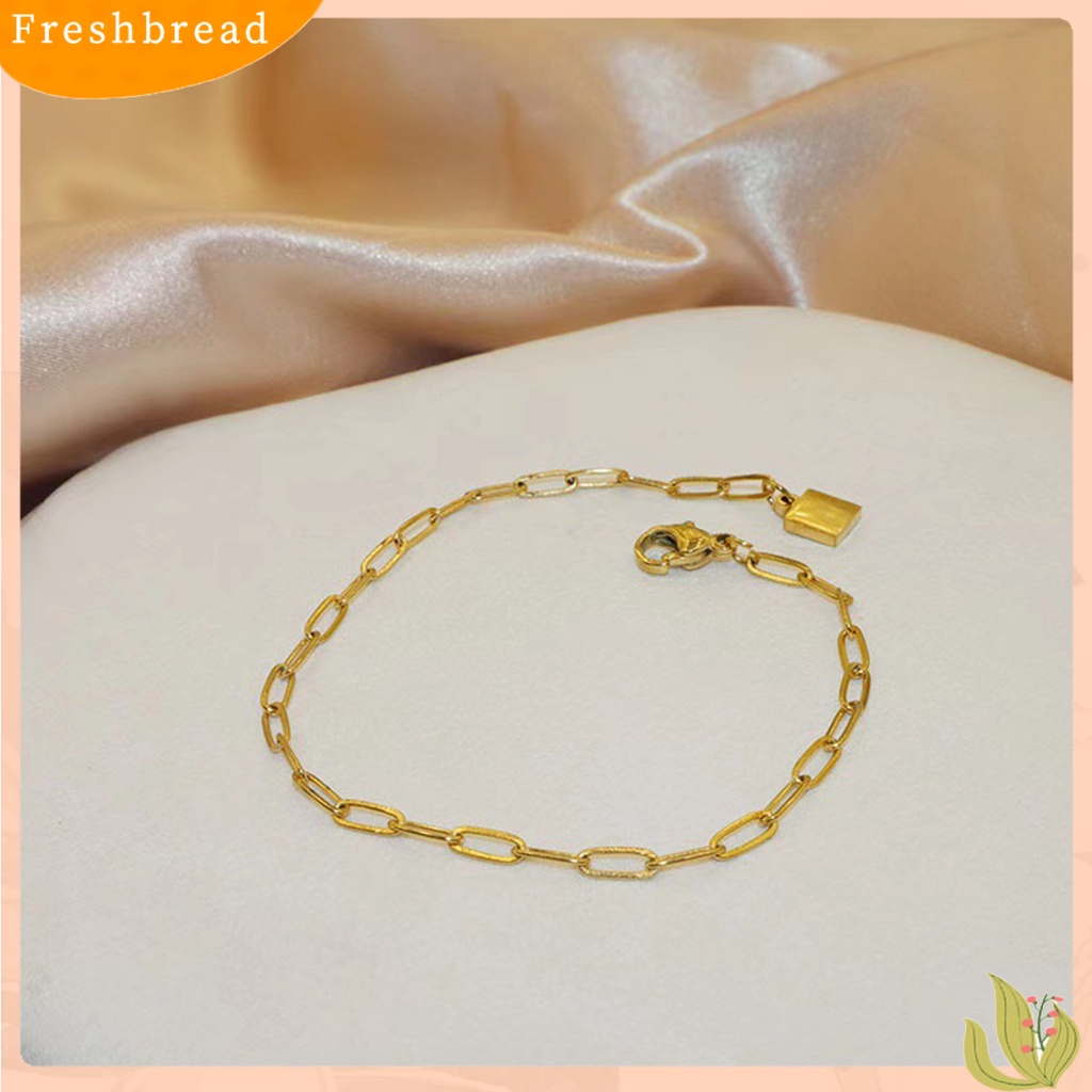 &lt; Freshbread &gt; Gelang Wanita Tidak Luntur Rantai Tebal Eye-catching Semua Pertandingan Hadiah Perhiasan Yang Dapat Disesuaikan Berlapis Emas Wanita Square Pendant Chain Bracelet Dekorasi Untuk Kehidupan Sehari-Hari