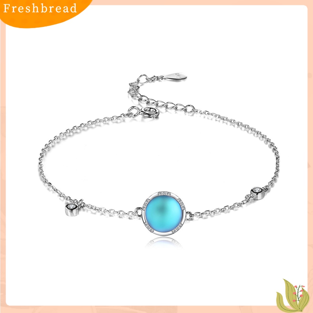 &lt; Freshbread &gt; SILVERHOO Wanita Gelang Lingkaran Biru Cubic Zirconia Adjustable Lobster Clasp All Match Bangle Fashion Jewelry