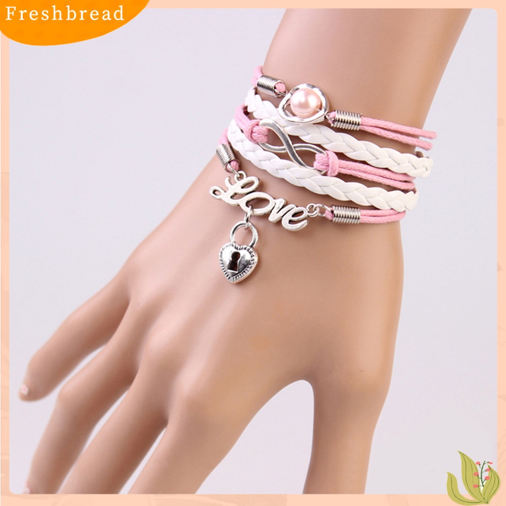 &lt; Freshbread &gt; 2Pcs/Set Infinity Cinta Hati Kunci Lock Multilayer Gelang Persahabatan Perhiasan