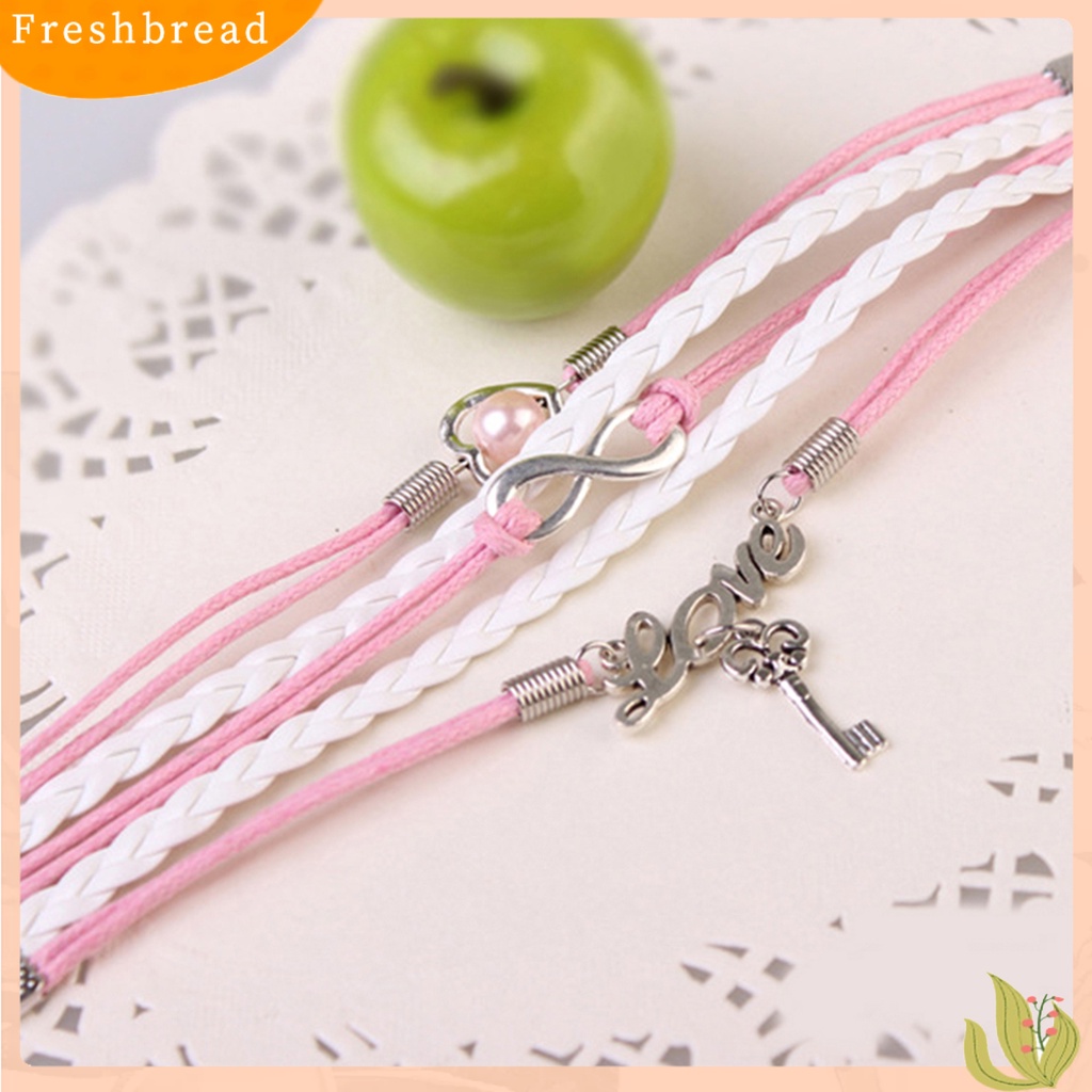 &lt; Freshbread &gt; 2Pcs/Set Infinity Cinta Hati Kunci Lock Multilayer Gelang Persahabatan Perhiasan