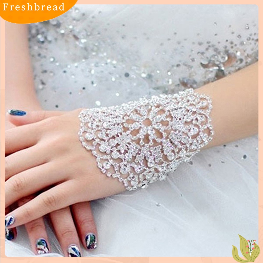 &lt; Freshbread &gt; Gelang Lengan Kristal Berlian Imitasi Pengantin Rantai Yang Dapat Disesuaikan Perhiasan Pesta Pernikahan