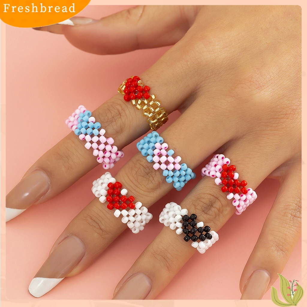 &lt; Freshbread &gt; Cincin Wanita Manik-Manik Gaya Lucu Perhiasan Fashion Penampilan Handmade Finger Ring Untuk Pakaian Sehari-Hari