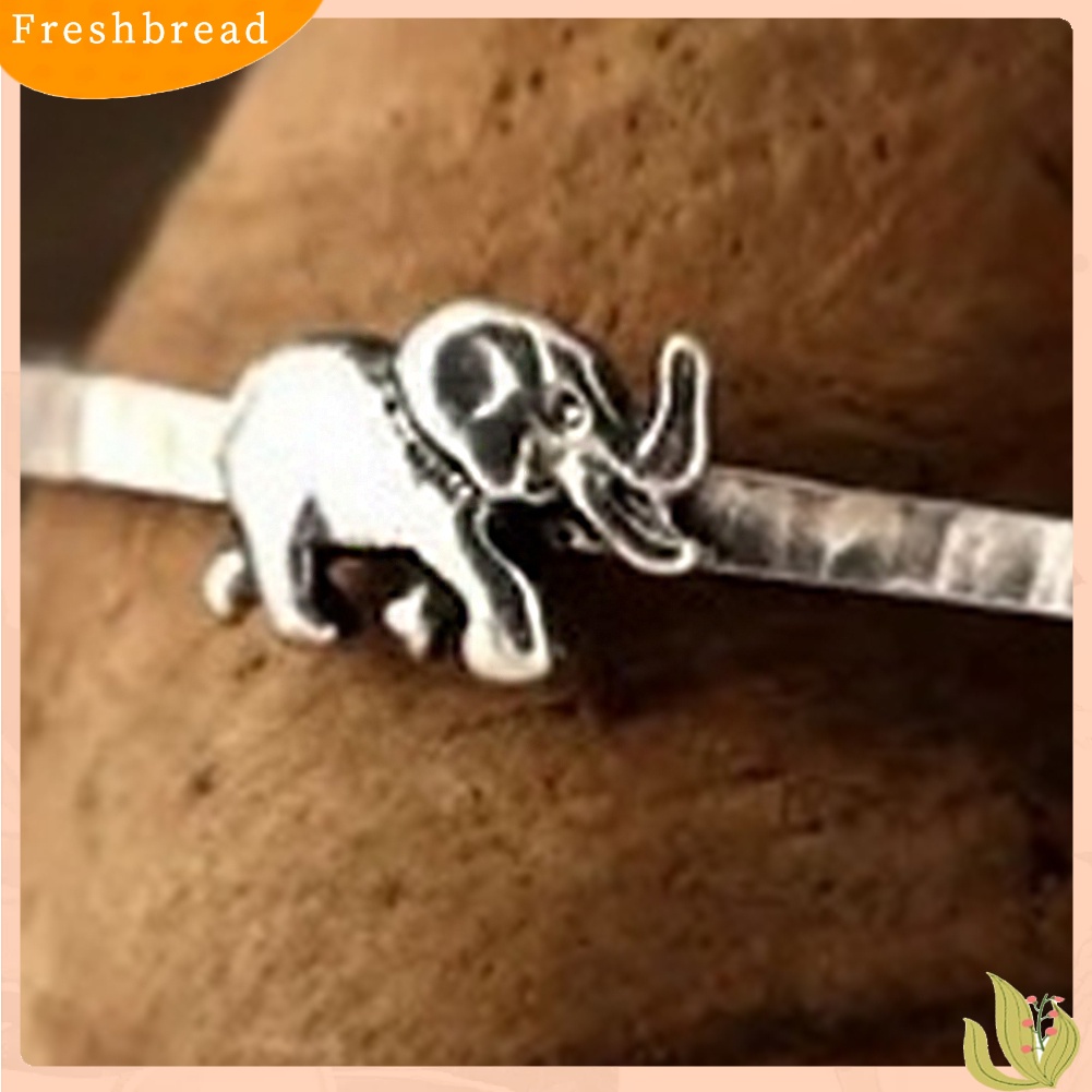 &lt; Freshbread &gt; Vintage Wanita Gajah Perak Disepuh Tipis Jari Cincin Pesta Perjamuan Perhiasan Hadiah