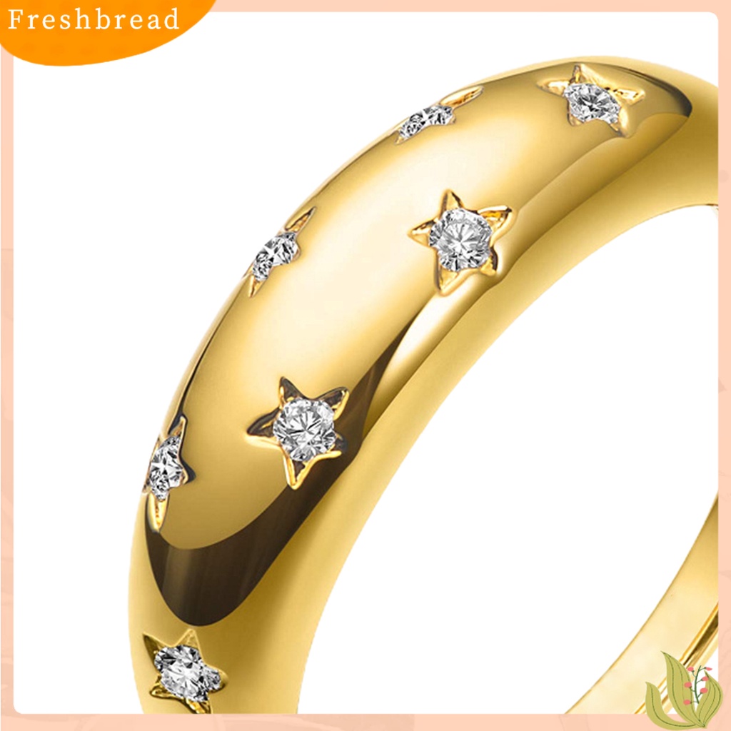 &lt; Freshbread &gt; Cincin Indah Gaya Paduan Motif Bintang Cincin Jari Halus Untuk Pertunangan