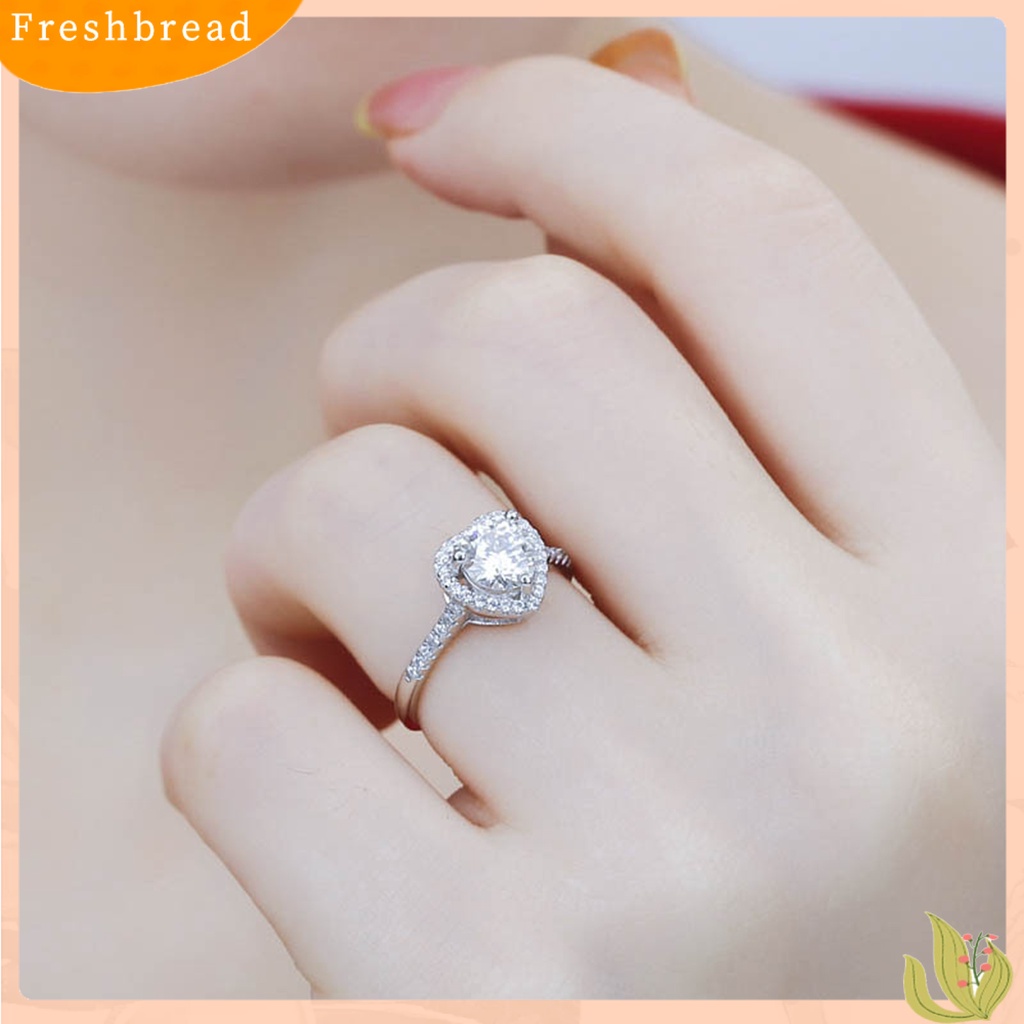 &lt; Freshbread &gt; Cincin Wanita Bentuk Hati Cubic Zirconia Perhiasan Cincin Jari Bersinar Untuk Pesta Pernikahan Prom Banquet