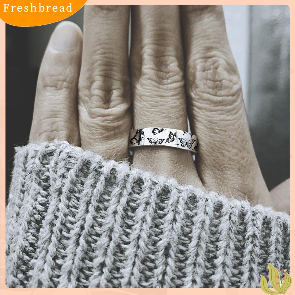 < Freshbread > Cincin Kupu-Kupu Ukir Vintage Trendi Paduan Kesederhanaan Chic Cincin Jari Hias Untuk Hadiah