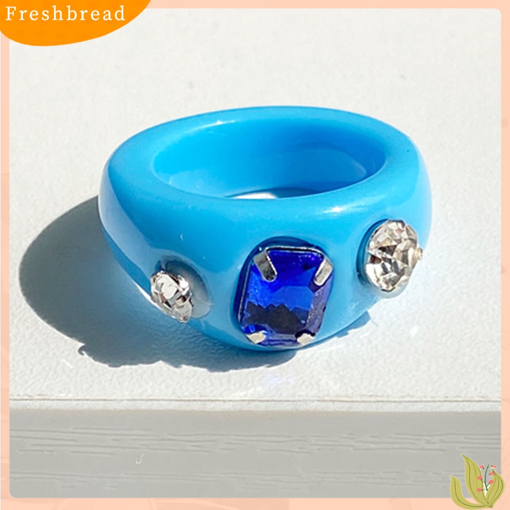 &lt; Freshbread &gt; Cincin Jari Berlian Imitasi Resin Warna Permen Simple All Match Ring Untuk Pacaran