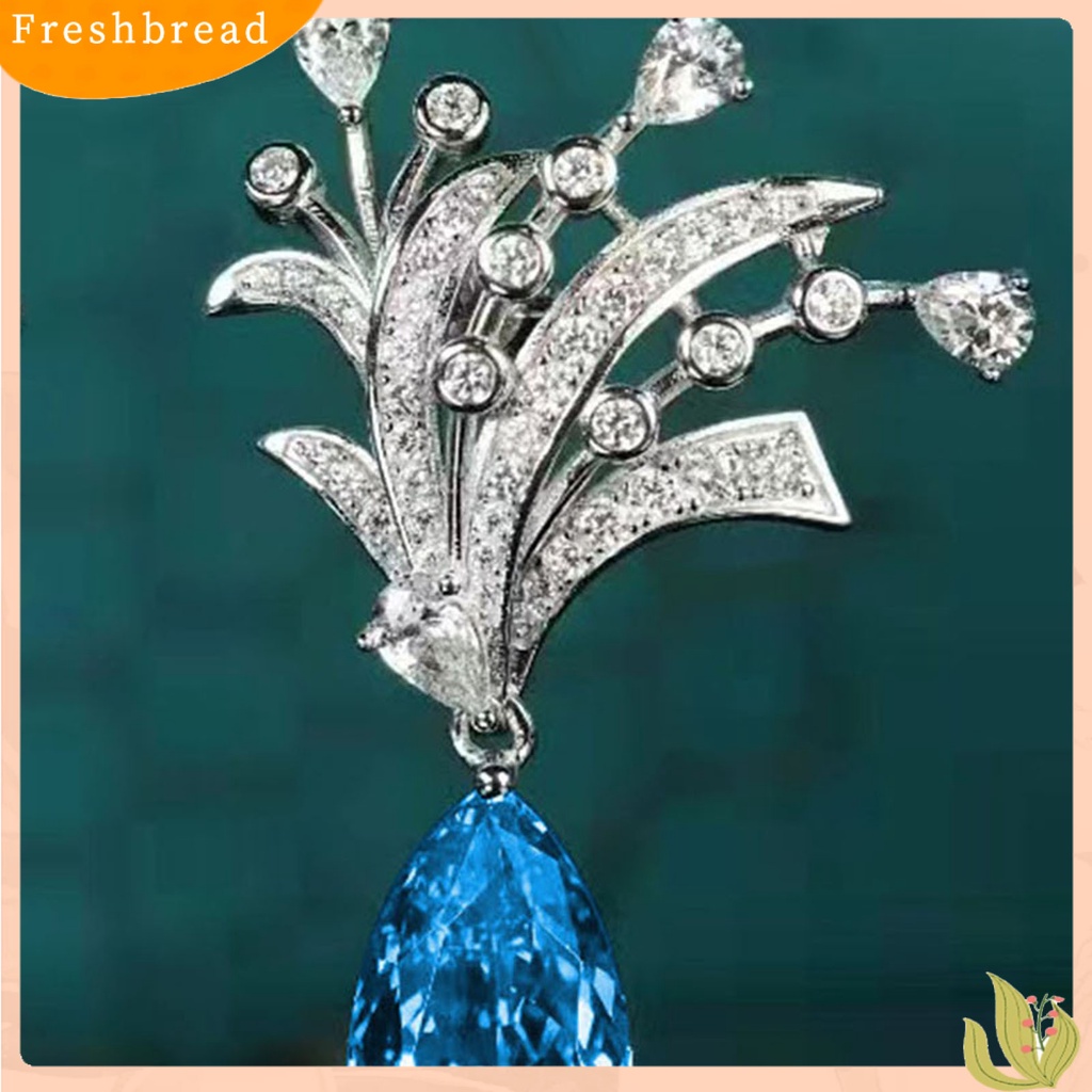 &lt; Freshbread &gt; Wanita Cincin Bunga Drop-shaped Faux Topaz Perhiasan Fashion Penampilan Adjustable Pembukaan Anting Cincin Jari Untuk Pernikahan