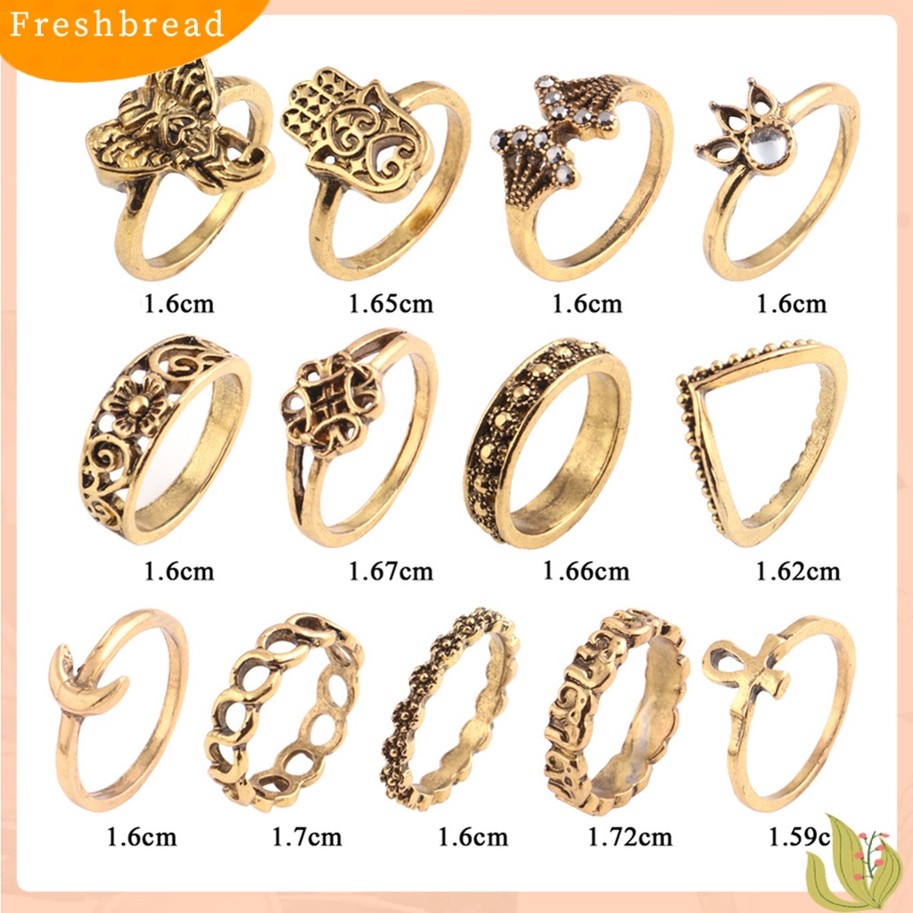 &lt; Freshbread &gt; Cincin Vintage Hollow Alloy Aksesoris Perhiasan Indah Untuk Wanita