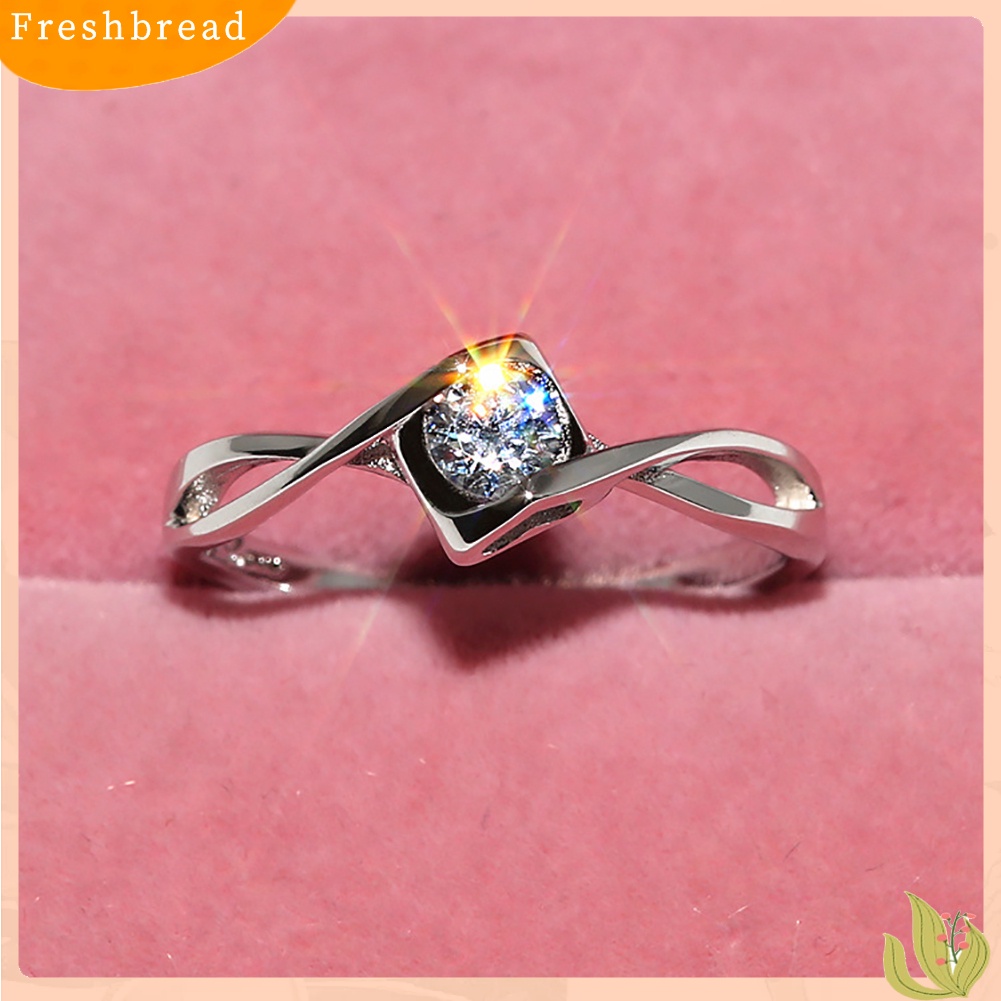 &lt; Freshbread &gt; Fashion Berongga Cubic Zirconia Wanita Pertunangan Pernikahan Band Jari Cincin Perhiasan