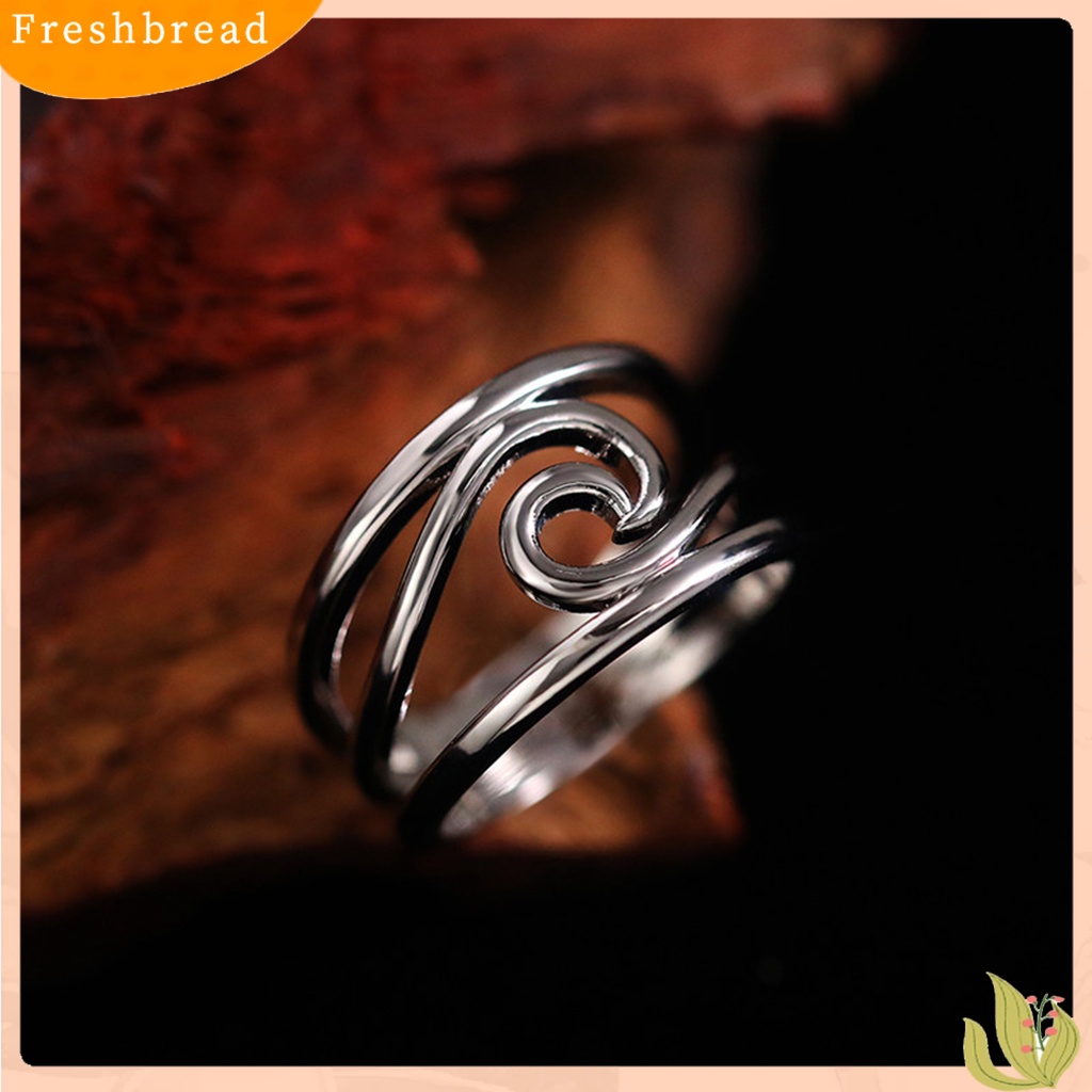 &lt; Freshbread &gt; Cincin Wanita Electroplating Cincin Jari Desain Gelombang Artistik Ringan Untuk Pesta