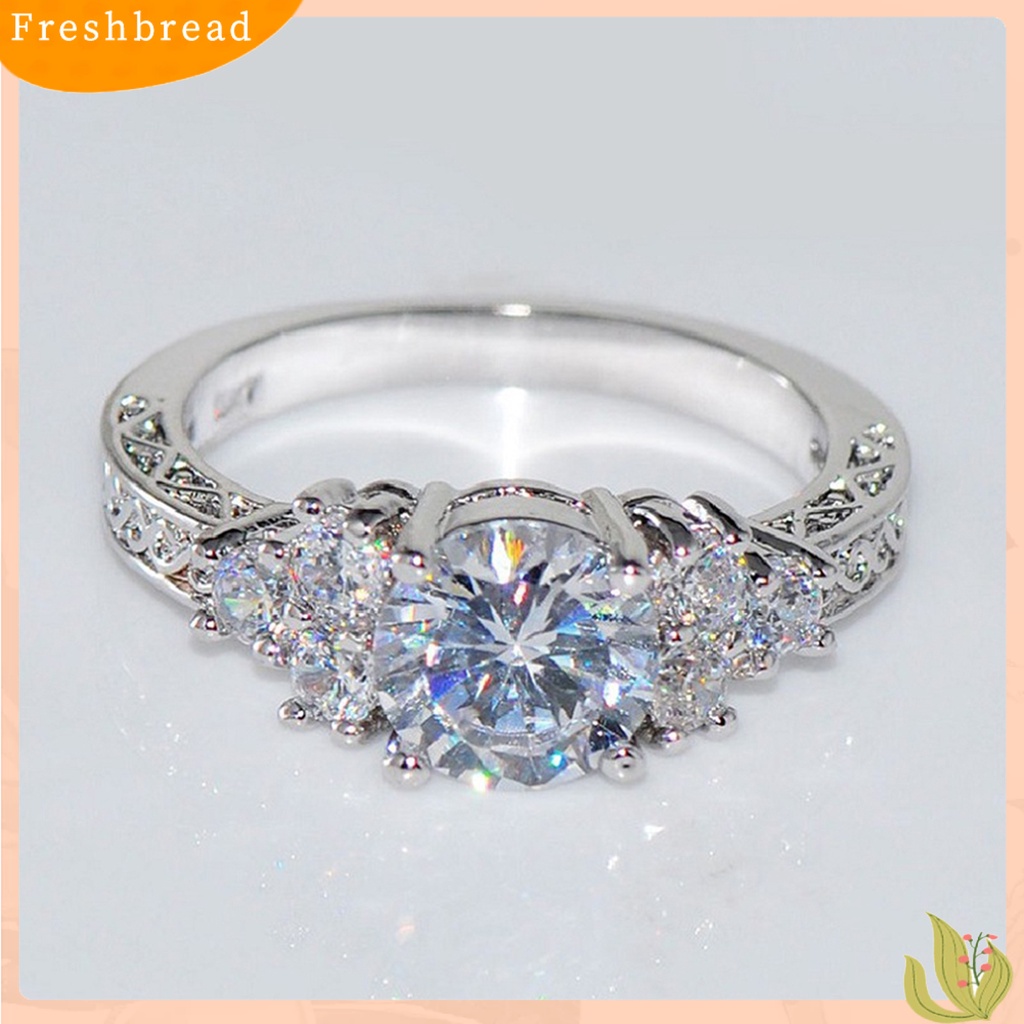 &lt; Freshbread &gt; Mewah Cubic Zirconia Bertatahkan Wanita Pertunangan Pesta Pernikahan Cincin Perhiasan Hadiah