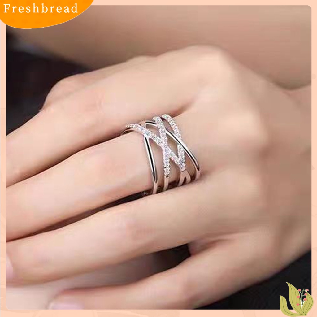 &lt; Freshbread &gt; Cincin Jari Multilayer Berlian Imitasi Perhiasan Pembukaan Cincin Yang Dapat Disesuaikan Aksesori Perhiasan