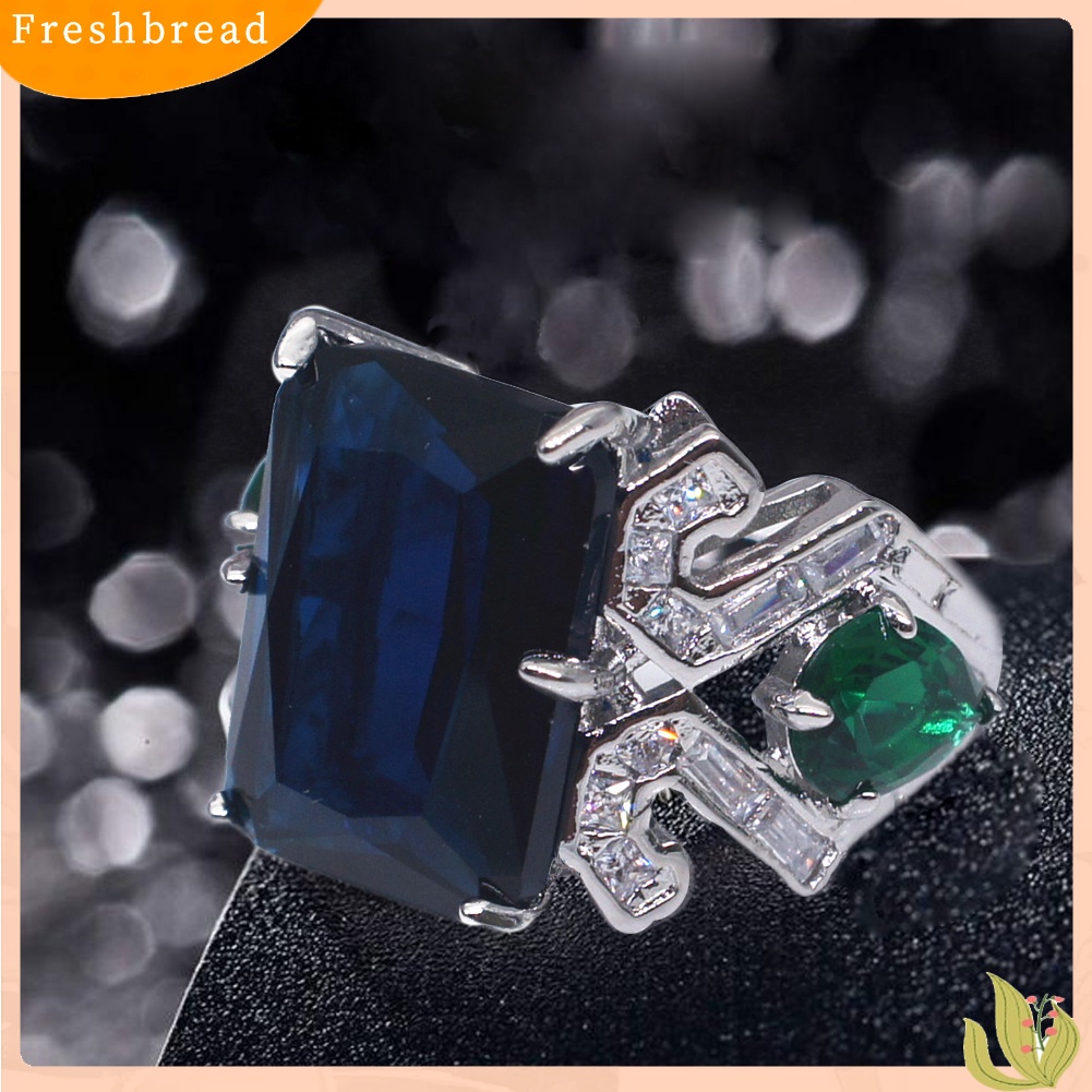 &lt; Freshbread &gt; Mewah Persegi Besar Faux Topaz Wanita Jari Cincin Pesta Perjamuan Perhiasan Dekorasi