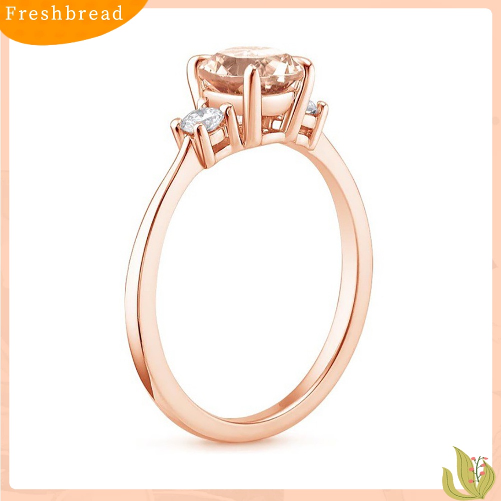 &lt; Freshbread &gt; Telur Faux Morganite Berlian Imitasi Bertatahkan Jari Cincin Wanita Fashion Pernikahan Perhiasan