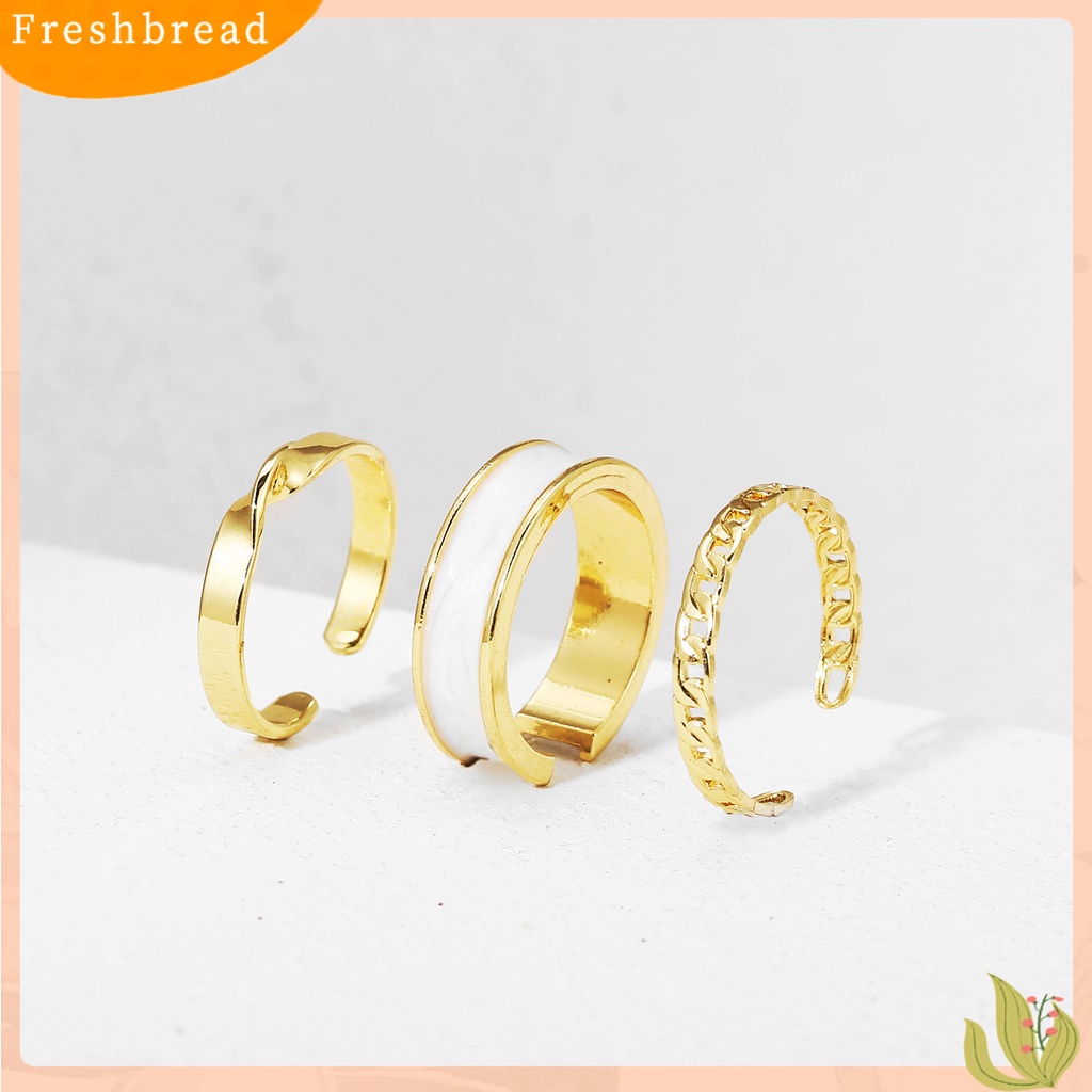 &lt; Freshbread &gt; 3Pcs/Set Cincin Jari Cincin Wanita Halus Terbuka Menawan Mengkilap Dapat Disesuaikan Untuk Pacaran