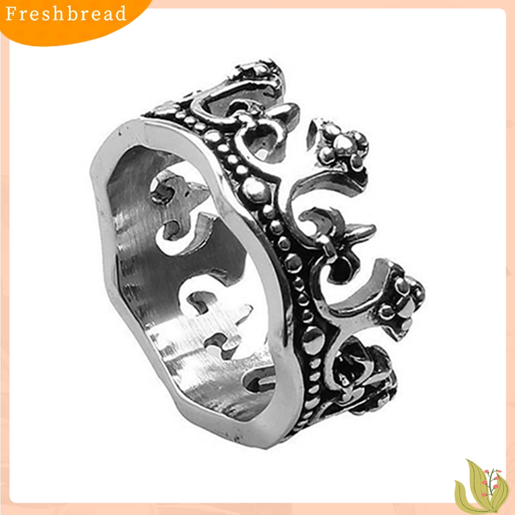 &lt; Freshbread &gt; Berongga Mahkota Pria Biker Rings Cincin Baja Titanium Fashion Perhiasan US Size 8-12