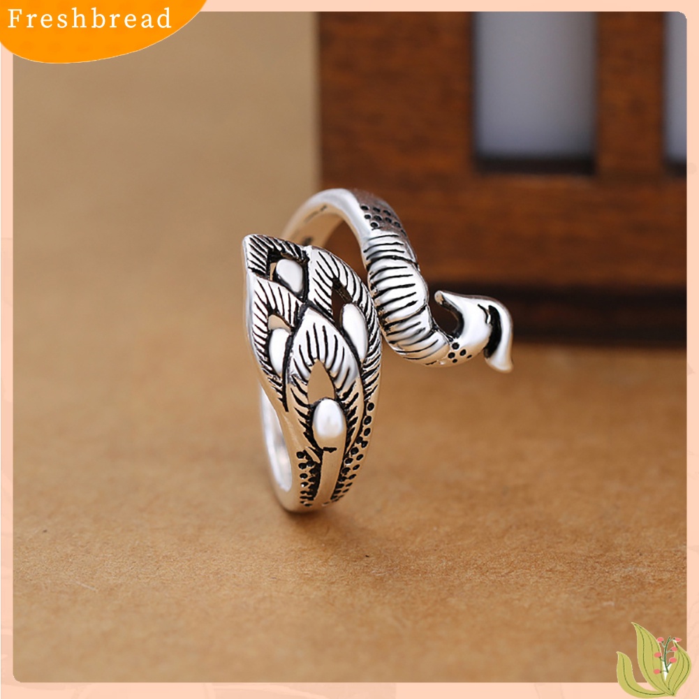 < Freshbread > Vintage Bentuk Merak Pembukaan Cincin Wanita Adjustable Pesta Jari Perhiasan Hadiah
