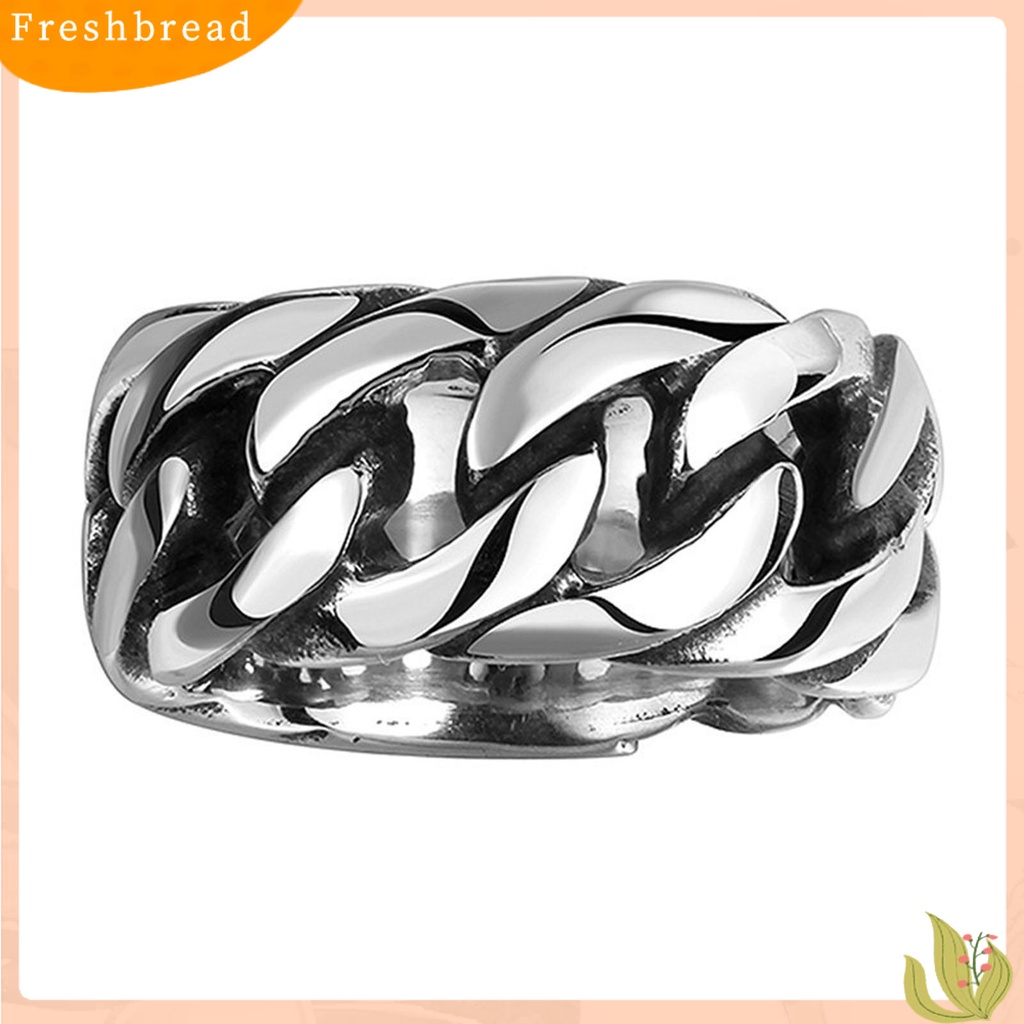 &lt; Freshbread &gt; Cincin Pria Perhiasan Rantai Geometris Electroplated Tahan Lama Ring Untuk Pacaran