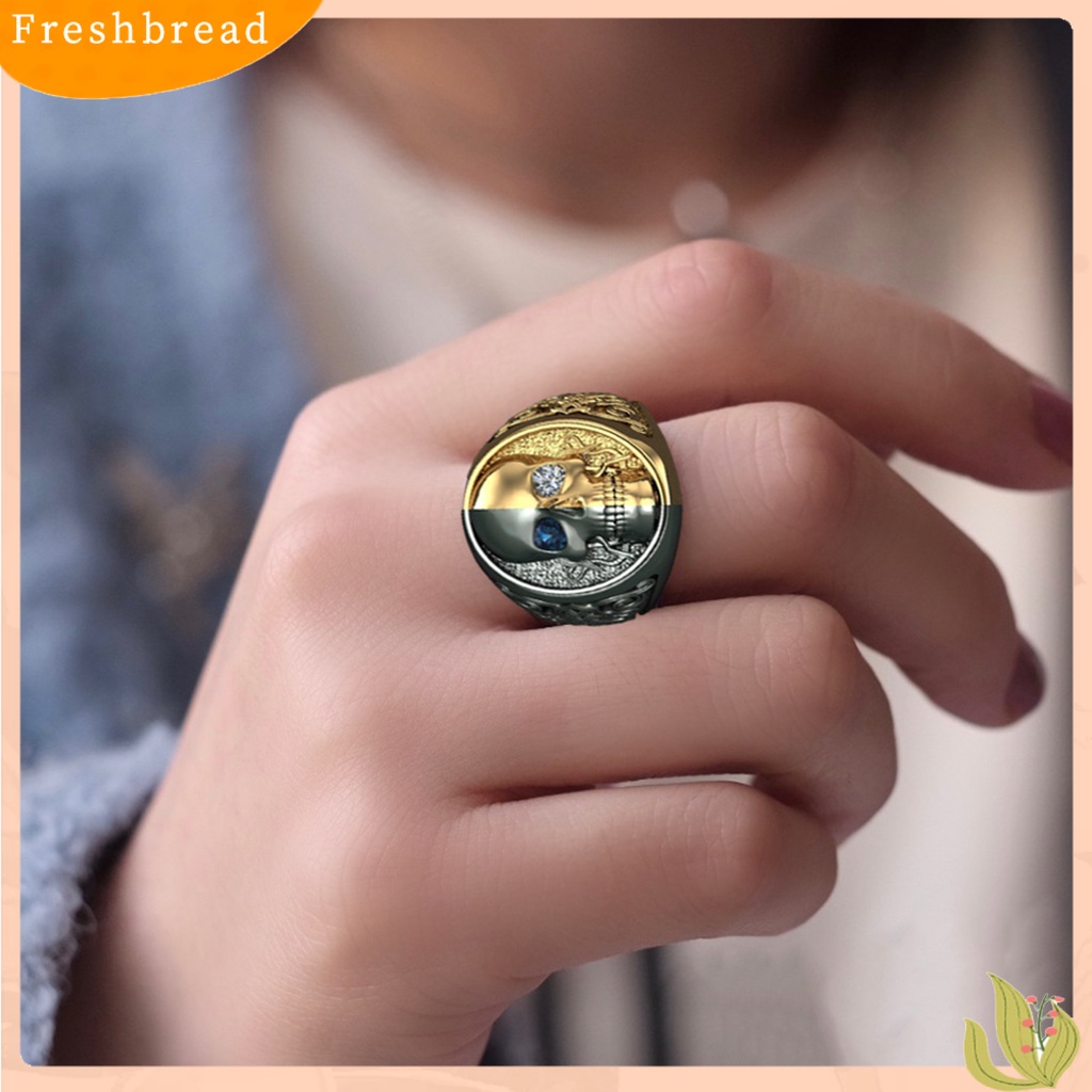 &lt; Freshbread &gt; Cincin Pesta Halus Indah Electroplated Alloy Mengerikan Pria Wanita Cincin Tengkorak Ukiran Untuk Pesta Custom