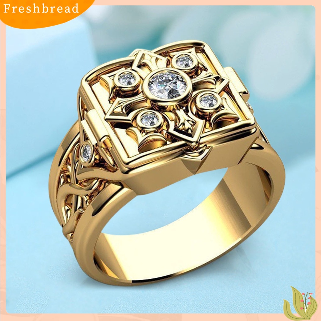 &lt; Freshbread &gt; Cincin Pria Bentuk Kotak Dengan Tutup Perhiasan Geometris Flip Flop Jari Cincin Hadiah Ulang Tahun