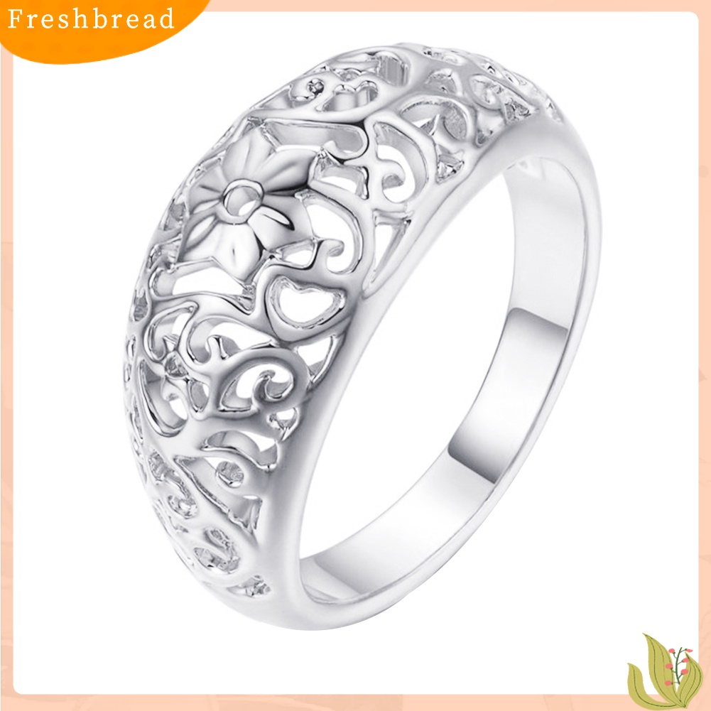 &lt; Freshbread &gt; Fashion Wanita Berongga Bunga Band Handmade Jari Cincin Pertunangan Perhiasan Deor