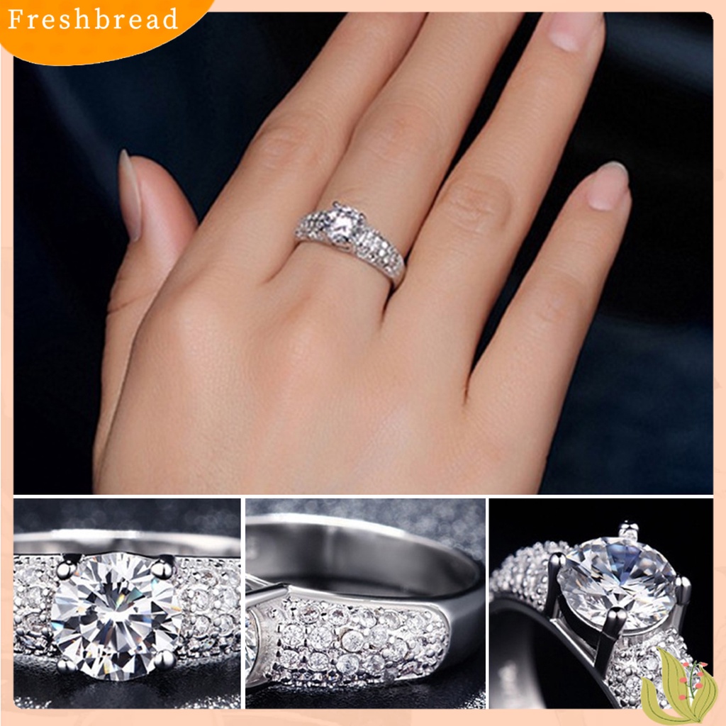 &lt; Freshbread &gt; Zirkon Cincin Pengerjaan Indah Bersinar Geometris Poles Mempesona Tahan Lama Aksesori Perhiasan Lady Janji Pernikahan Band Cincin Wanita Perhiasan