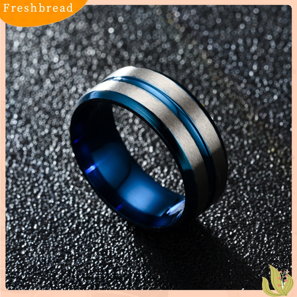 &lt; Freshbread &gt; Fashion Pria Wanita Two Tone Band Finger Cincin Pernikahan Pertunangan Perhiasan Hadiah