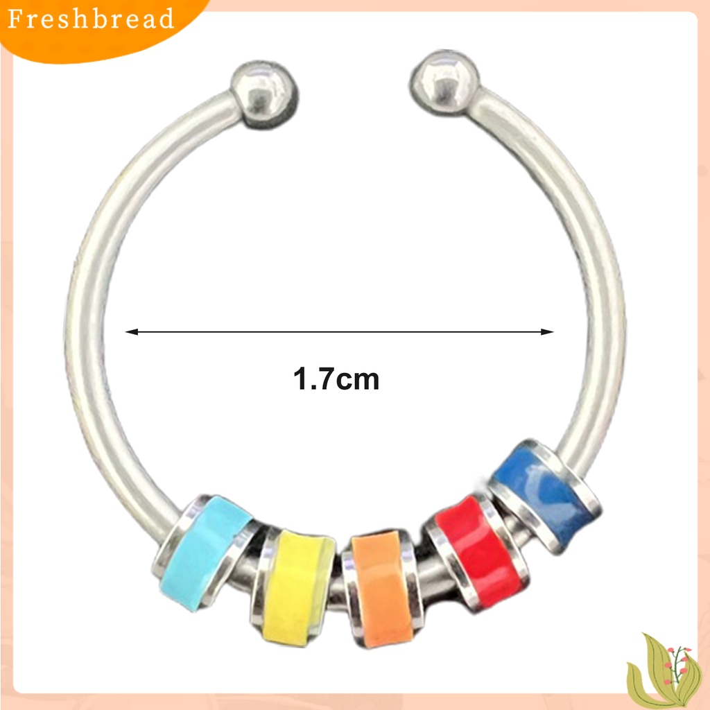 &lt; Freshbread &gt; Cincin Terbuka Adjustable Pengerjaan Halus Pereda Kecemasan Dengan Manik-Manik Enamel Pembukaan Dekorasi Aksesori Unisex Cincin Berputar Susun Untuk Pakaian Sehari-Hari