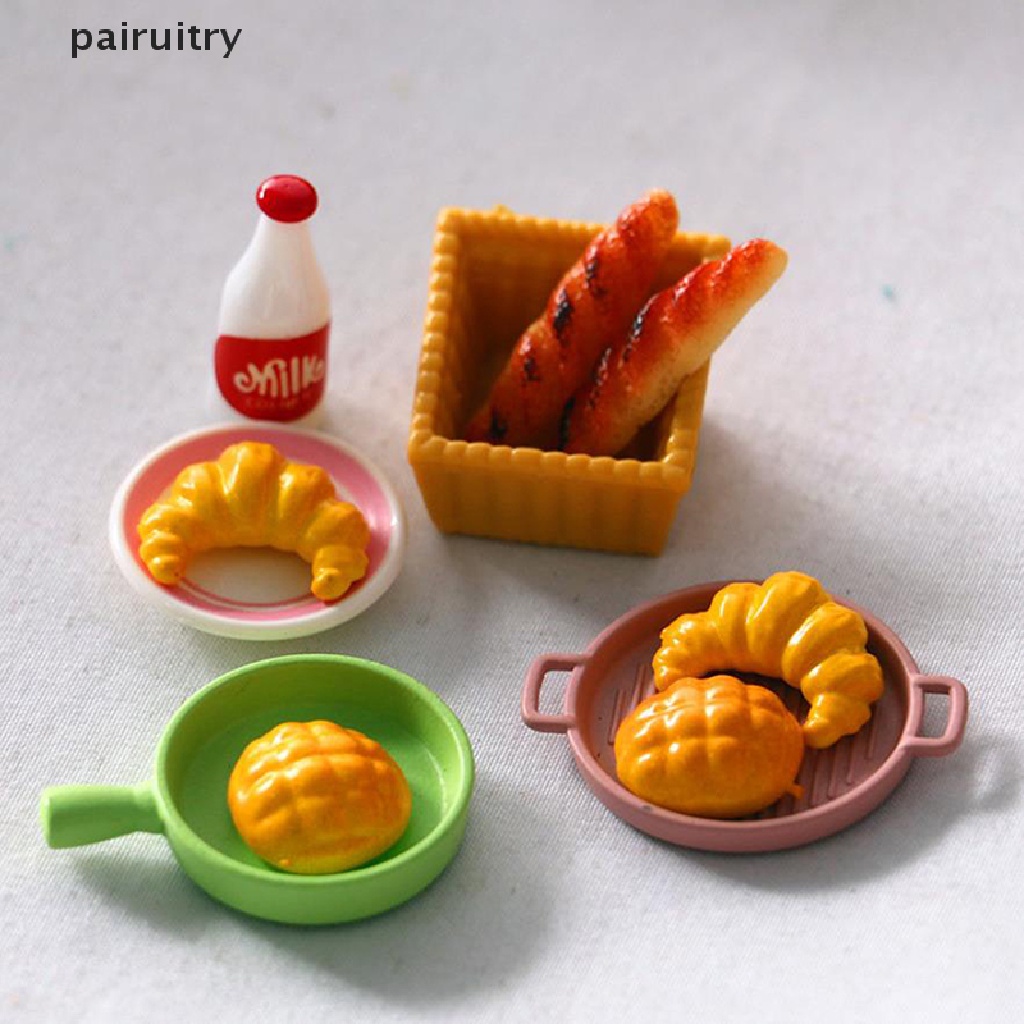 Prt 6Pcs Simulasi Croissant Roti Rumah Boneka Miniatur Makanan Snack Mainan Dapur PRT