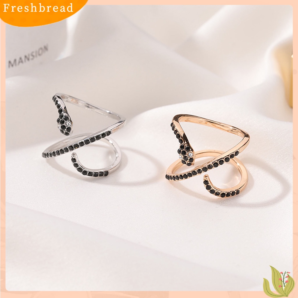 &lt; Freshbread &gt; Wanita Bentuk Ular Sederhana Adjustable Punk Jari Cincin Perhiasan Aksesori