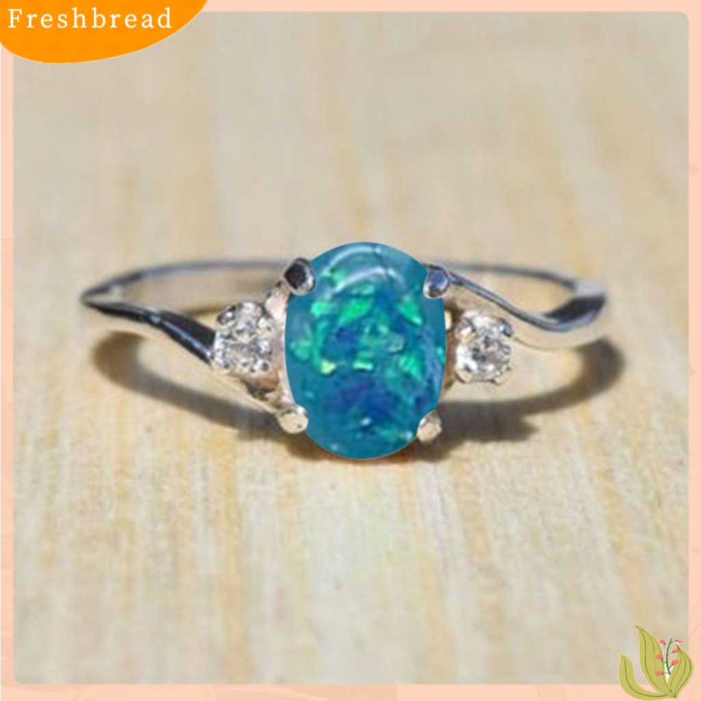 &lt; Freshbread &gt; Wanita Cincin Indah Oval Opal Berlian Imitasi Knuckle Ring Jari Dekorasi