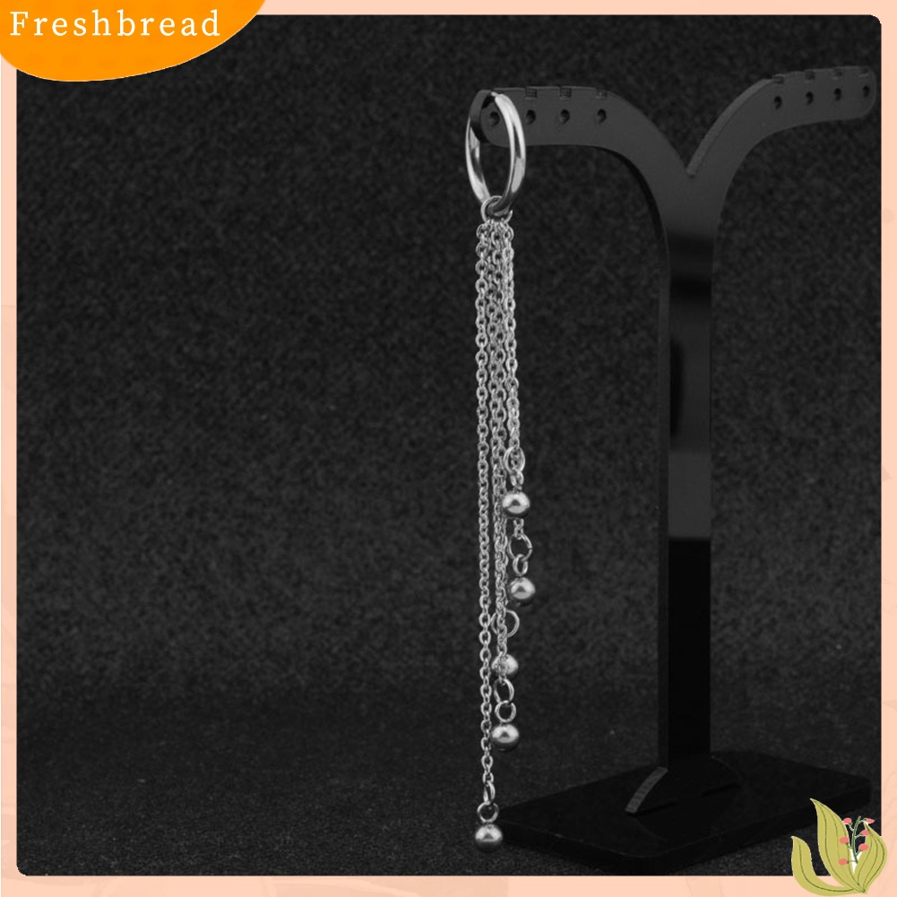 < Freshbread > 1Pc Unisex Manik Rumbai Menjuntai Stainless Steel Ear Stud Klip Anting Perhiasan Hadiah