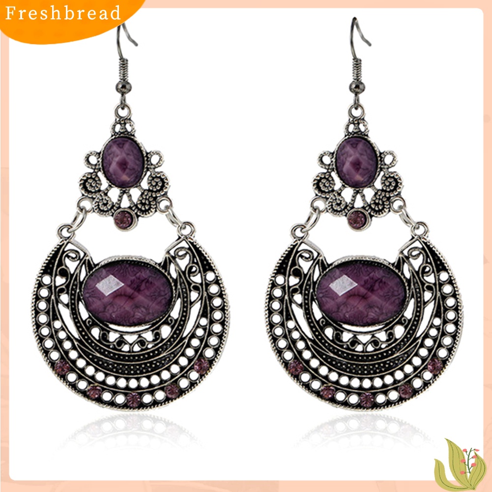 < Freshbread > Bohemia Lady Berongga Berlian Imitasi Hias Menjuntai Kait Anting Pesta Perjamuan Perhiasan