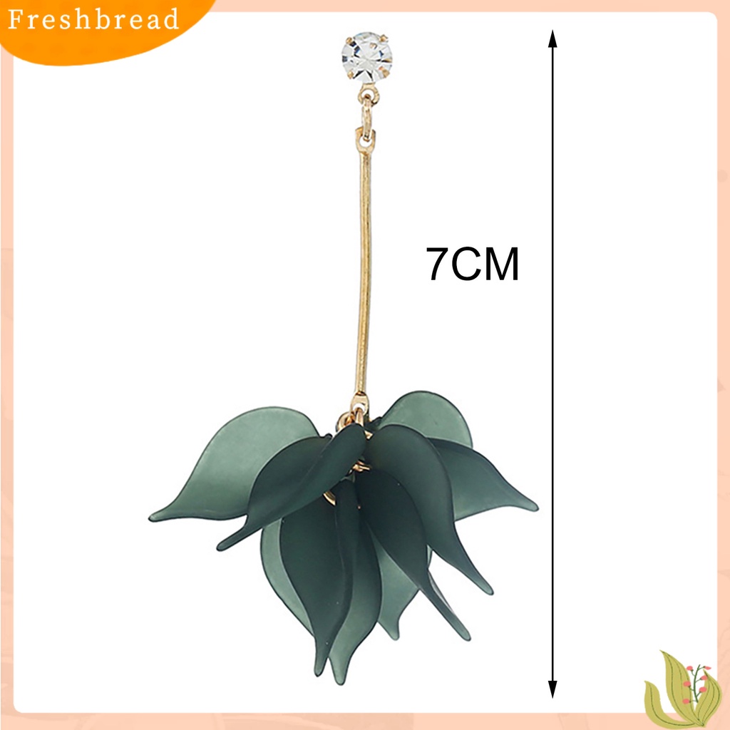 &lt; Freshbread &gt; 1pasang Drop Earrings Kelopak Bunga Liontin Telinga Dekorasi Alloy Wanita Anting Menjuntai Panjang Untuk Pesta Ulang Tahun