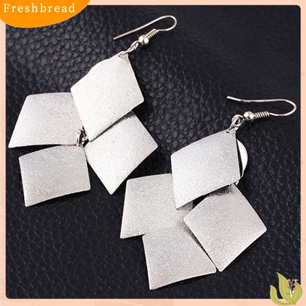 &lt; Freshbread &gt; Wanita Glitter Belah Ketupat Drop Panjang Menjuntai Lampu Gantung Statement Hook Earrings