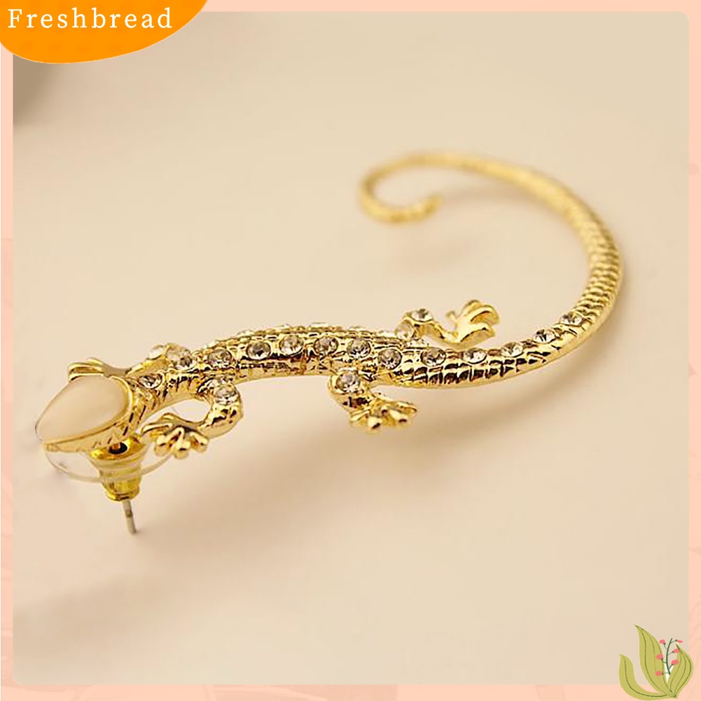 &lt; Freshbread &gt; Wanita Fashion Gothic Punk Berlian Imitasi Tokek Cicak Telinga Manset Stud Klip Anting