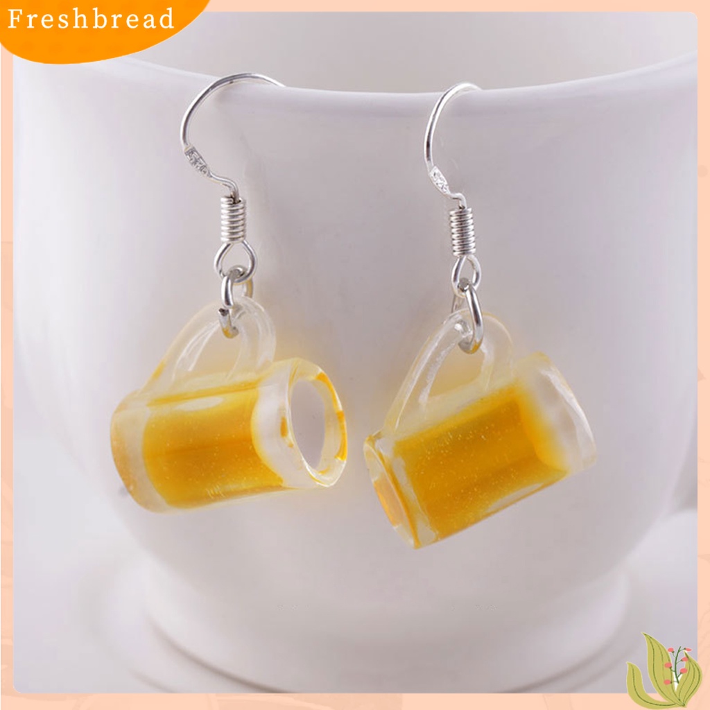 &lt; Freshbread &gt; 1pasang Anting Drop Hidup Lucu Paduan Botol Minum Liontin Klip Kait Anting Perhiasan Fashion