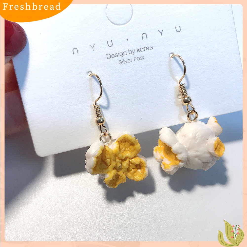 &lt; Freshbread &gt; Lucu Wanita Popcorn Makanan Menjuntai Telinga Klip Kait Anting Pesta Club Perhiasan Hadiah