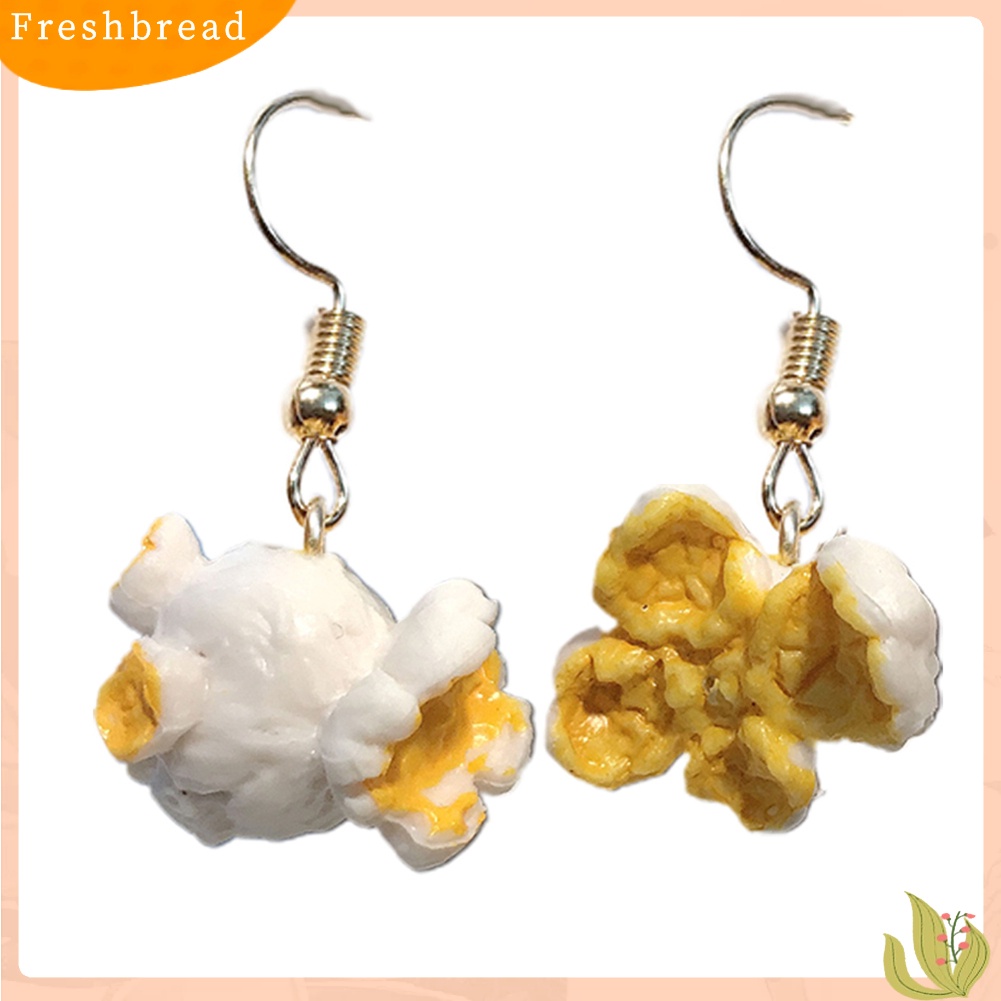 &lt; Freshbread &gt; Lucu Wanita Popcorn Makanan Menjuntai Telinga Klip Kait Anting Pesta Club Perhiasan Hadiah