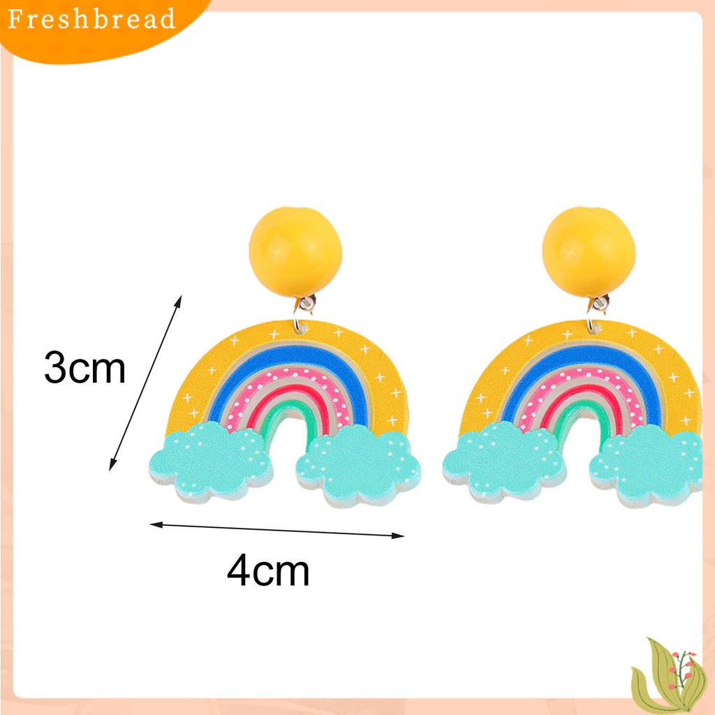 &lt; Freshbread &gt; 1pasang Anting Tusuk Lucu Bebas Alergi Akrilik Desain Kreatif Awan Pelangi Anting Menjuntai Untuk Perempuan