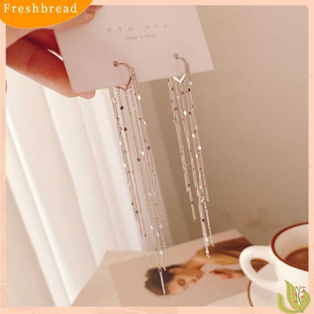 &lt; Freshbread &gt; 1pasang Drop Earrings Bohemian Temperamen Payet Bentuk Hati Geometris Hias Hadiah Wanita Panjang Logam Rumbai Pesona Anting Perhiasan Pernyataan Fashion